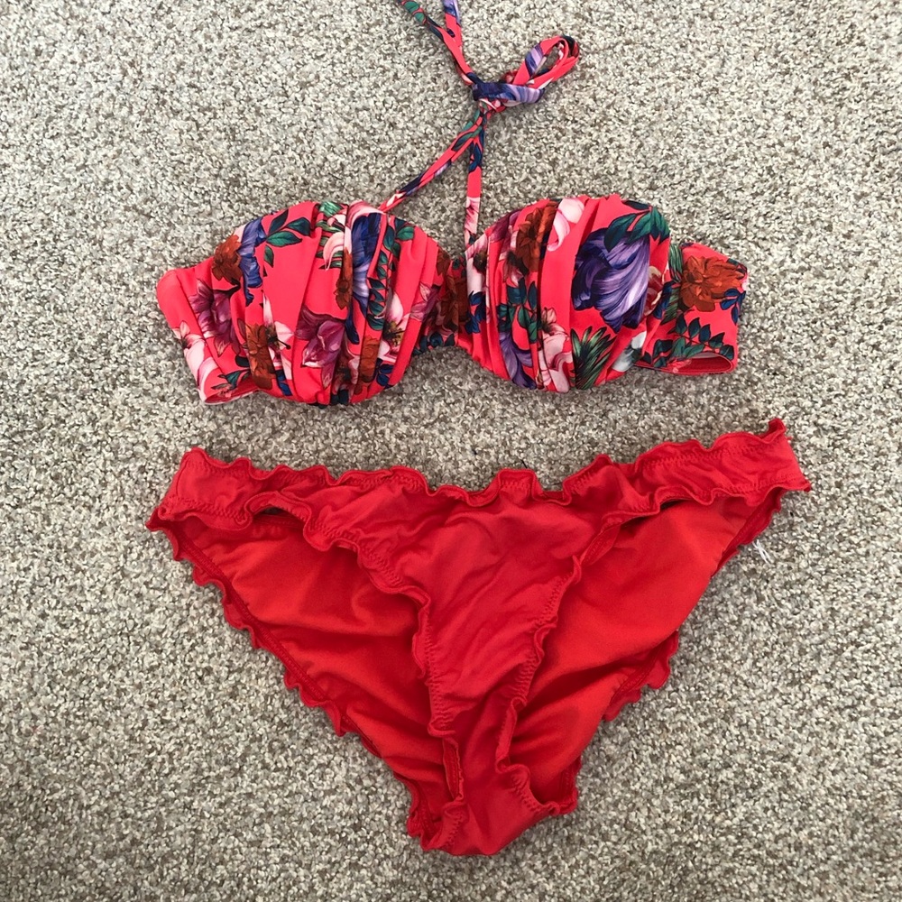 H&M Red Floral Bikini